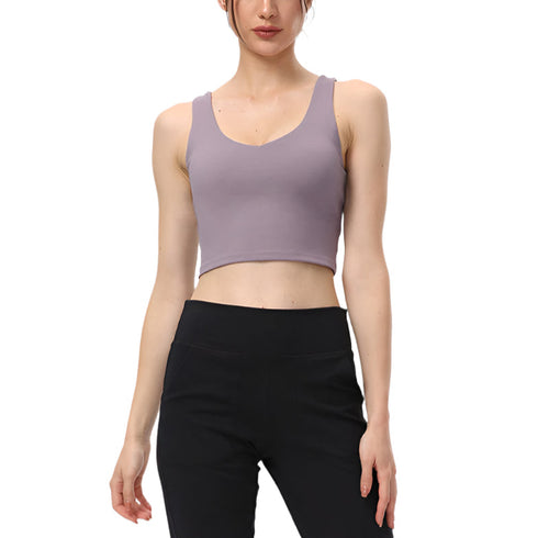 Elevate Cross-Back Deep V Yoga Tank Top Stylish & Supportive Activewear