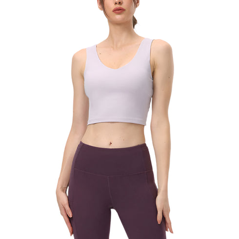 Elevate Cross-Back Deep V Yoga Tank Top Stylish & Supportive Activewear