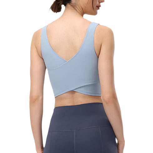Elevate Cross-Back Deep V Yoga Tank Top Stylish & Supportive Activewear