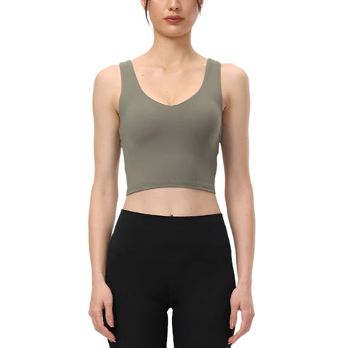 Elevate Cross-Back Deep V Yoga Tank Top Stylish & Supportive Activewear