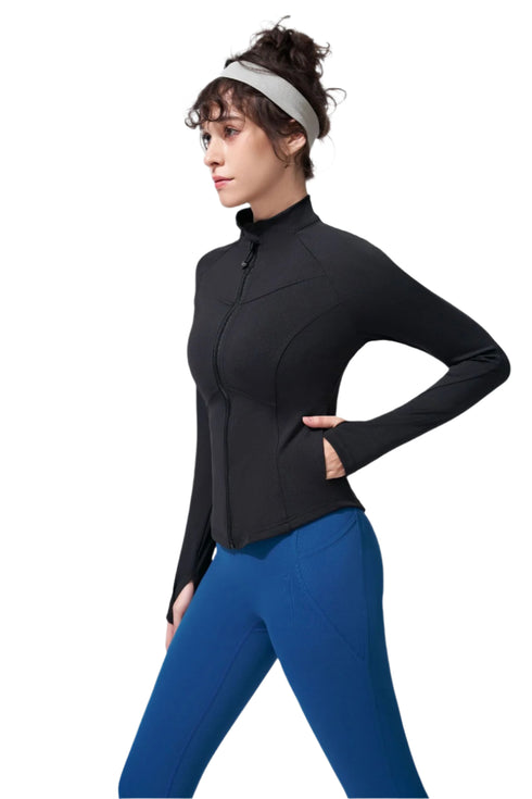 SereneFit Stand Collar Yoga Top – Sleek & Supportive Activewear